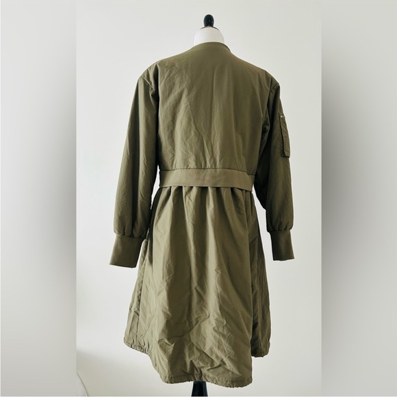 The Drop S Olive Green flare long length martini Bomber Jacket - Picture 4 of 9